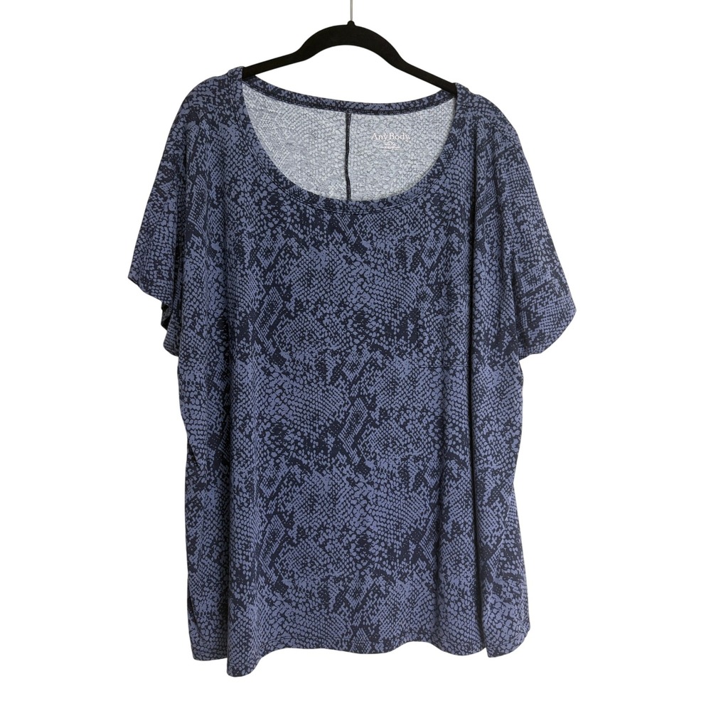 Anybody Snake Print‎ Knit Short Sleeve Tee Deep Navy Women's Size XL